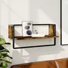 Image de vidaXL Étagère murale avec barre chêne fumé 65x25x30 cm