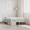 Image de vidaXL Cadre de lit métal sans matelas et tête de lit blanc 140x190 cm