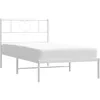 Image de vidaXL Cadre de Lit avec Tête de Lit, Lit de Simple avec Sommier à Lattes, Lit Adulte avec Rangement Chambre, Moderne, Blanc 100x190 cm Métal