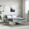 Image de vidaXL Cadre de lit métal sans matelas et pied de lit blanc 140x190 cm