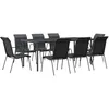 Image de vidaXL Ensemble à manger de jardin 9 pcs noir textilène et acier