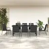 Image de vidaXL Ensemble à manger de jardin 9 pcs noir textilène et acier