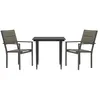 Image de vidaXL Ensemble à manger de jardin 3 pcs noir textilène et acier, ensemble à manger d'extérieur, salon de jardin, table à manger et chaise à manger
