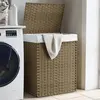 Image de vidaXL Panier à linge avec couvercle 46x33x60 cm résine tressée