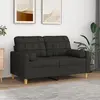 Image de vidaXL Canapé 2 places avec oreillers décoratifs noir 120 cm tissu