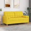 Image de vidaXL Canapé 2 places avec oreillers jaune clair 140 cm tissu