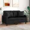 Image de vidaXL Canapé 2 places avec oreillers décoratifs noir 120cm similicuir