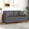 Image de vidaXL Canapé 2 places avec oreillers décoratifs gris 140cm similicuir