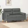 Image de vidaXL Canapé 2 places avec oreillers gris foncé 120 cm tissu