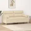 Image de vidaXL Canapé 2 places avec oreillers décoratifs crème 140 cm tissu