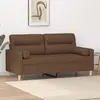 Image de vidaXL Canapé 2 places avec oreillers décoratifs marron 140 cm tissu
