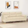 Image de vidaXL Canapé 3 places avec oreillers décoratifs crème 180 cm tissu