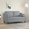 Image de vidaXL Canapé 2 places avec oreillers gris clair 120 cm tissu