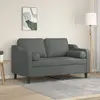 Image de vidaXL Canapé 2 places avec oreillers gris foncé 120 cm tissu