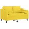 Image de vidaXL Canapé 2 places avec oreillers jaune clair 120 cm tissu