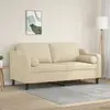 Image de vidaXL Canapé 2 places avec oreillers décoratifs crème 140 cm tissu