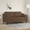Image de vidaXL Canapé 2 places avec oreillers décoratifs marron 140 cm tissu