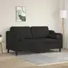 Image de vidaXL Canapé 2 places avec oreillers décoratifs noir 140 cm tissu