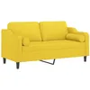 Image de vidaXL Canapé 2 places avec oreillers jaune clair 140 cm tissu