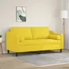 Image de vidaXL Canapé 2 places avec oreillers jaune clair 140 cm tissu