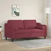 Image de vidaXL Canapé 2 places avec oreillers bordeaux 140 cm tissu