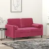 Image de vidaXL Canapé 2 places avec oreillers bordeaux 120 cm velours