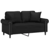 Image de vidaXL Canapé 2 places avec oreillers décoratifs noir 120cm similicuir