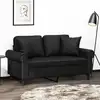 Image de vidaXL Canapé 2 places avec oreillers décoratifs noir 120cm similicuir