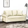 Image de vidaXL Canapé 2 places avec oreillers crème 120 cm similicuir