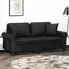 Image de vidaXL Canapé 2 places avec oreillers décoratifs noir 140cm similicuir