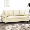 Image de vidaXL Canapé 2 places avec oreillers crème 140 cm similicuir