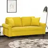 Image de vidaXL Canapé 2 places avec oreillers décoratifs jaune 140 cm velours