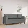 Image de vidaXL Canapé 2 places avec oreillers gris foncé 140 cm