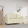 Image de vidaXL Canapé 2 places avec oreillers crème 120 cm similicuir