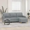 Image de vidaXL Canapé à 3 places avec repose-pieds Gris clair 180 cm Tissu