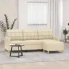 Image de vidaXL Canapé à 3 places avec repose-pieds Crème 180 cm Tissu
