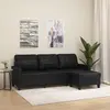 Image de vidaXL Canapé à 3 places avec repose-pieds Noir 180 cm Similicuir
