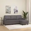 Image de vidaXL Canapé à 3 places avec repose-pieds Gris 180 cm Similicuir