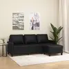 Image de vidaXL Canapé à 3 places avec repose-pieds Noir 180 cm Similicuir
