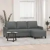 Image de vidaXL Canapé à 3 places avec repose-pieds Gris foncé 180 cm Tissu