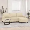 Image de vidaXL Canapé à 3 places avec repose-pieds Crème 180 cm Tissu
