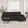 Image de vidaXL Canapé à 3 places avec repose-pieds Noir 180 cm Tissu
