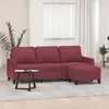 Image de vidaXL Canapé à 3 places avec repose-pieds Rouge bordeaux 180 cm Tissu