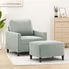 Image de vidaXL Fauteuil avec repose-pied Gris clair 60 cm Velours
