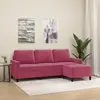 Image de vidaXL Canapé à 3 places et repose-pieds Rouge bordeaux 180 cm Velours