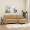 Image de vidaXL Canapé à 3 places avec repose-pieds Marron 180 cm Velours
