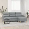 Image de vidaXL Canapé à 3 places avec repose-pieds Gris clair 180 cm Tissu