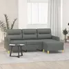 Image de vidaXL Canapé à 3 places avec repose-pieds Gris foncé 180 cm Tissu