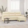 Image de vidaXL Canapé à 3 places avec repose-pieds Crème 180 cm Tissu