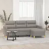 Image de vidaXL Canapé à 3 places avec repose-pieds Taupe 180 cm Tissu